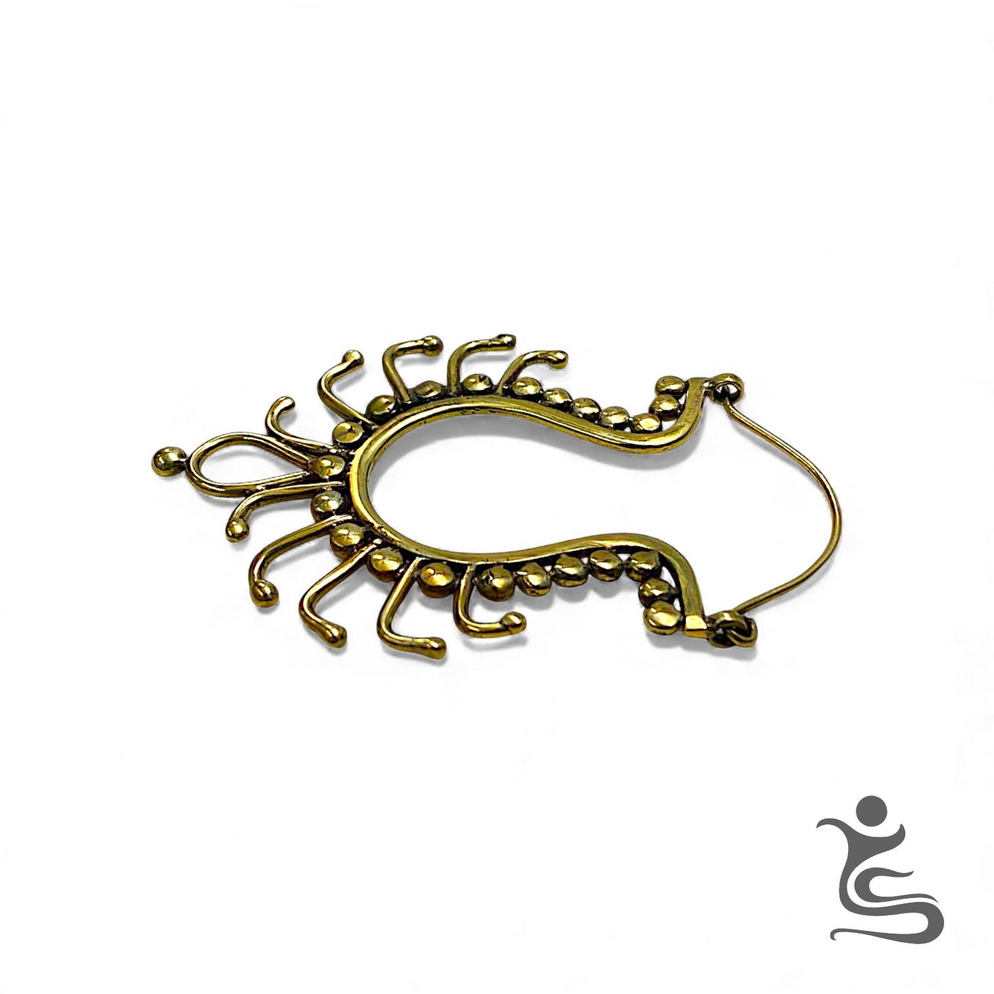 Luxe Brass Curve Filigree Earrings – Handcrafted Boho Statement Design