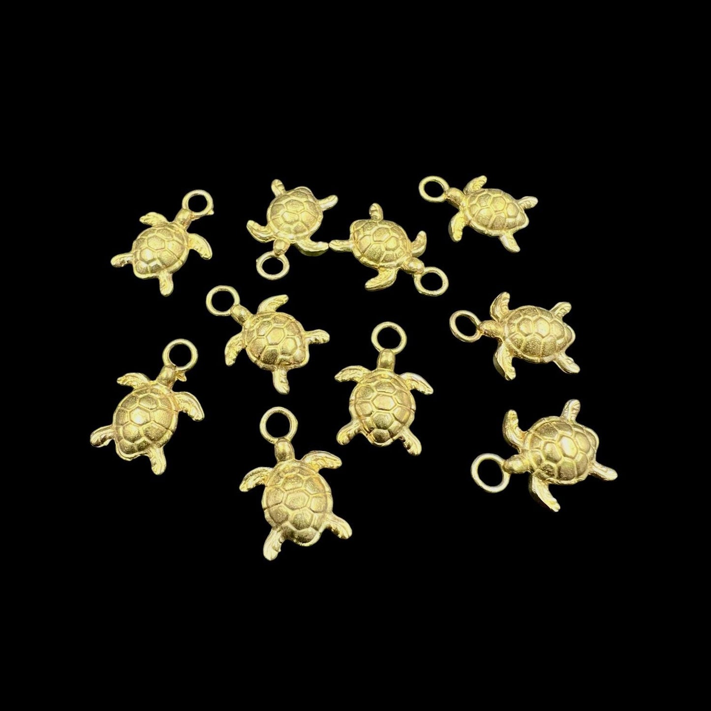 10 pcs brass charm turtles