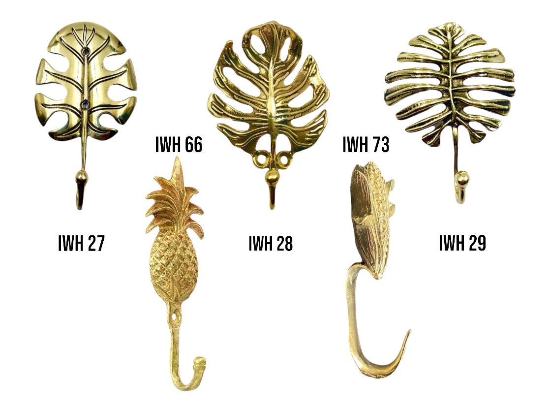 Leaf and Pineapple Brass Hook