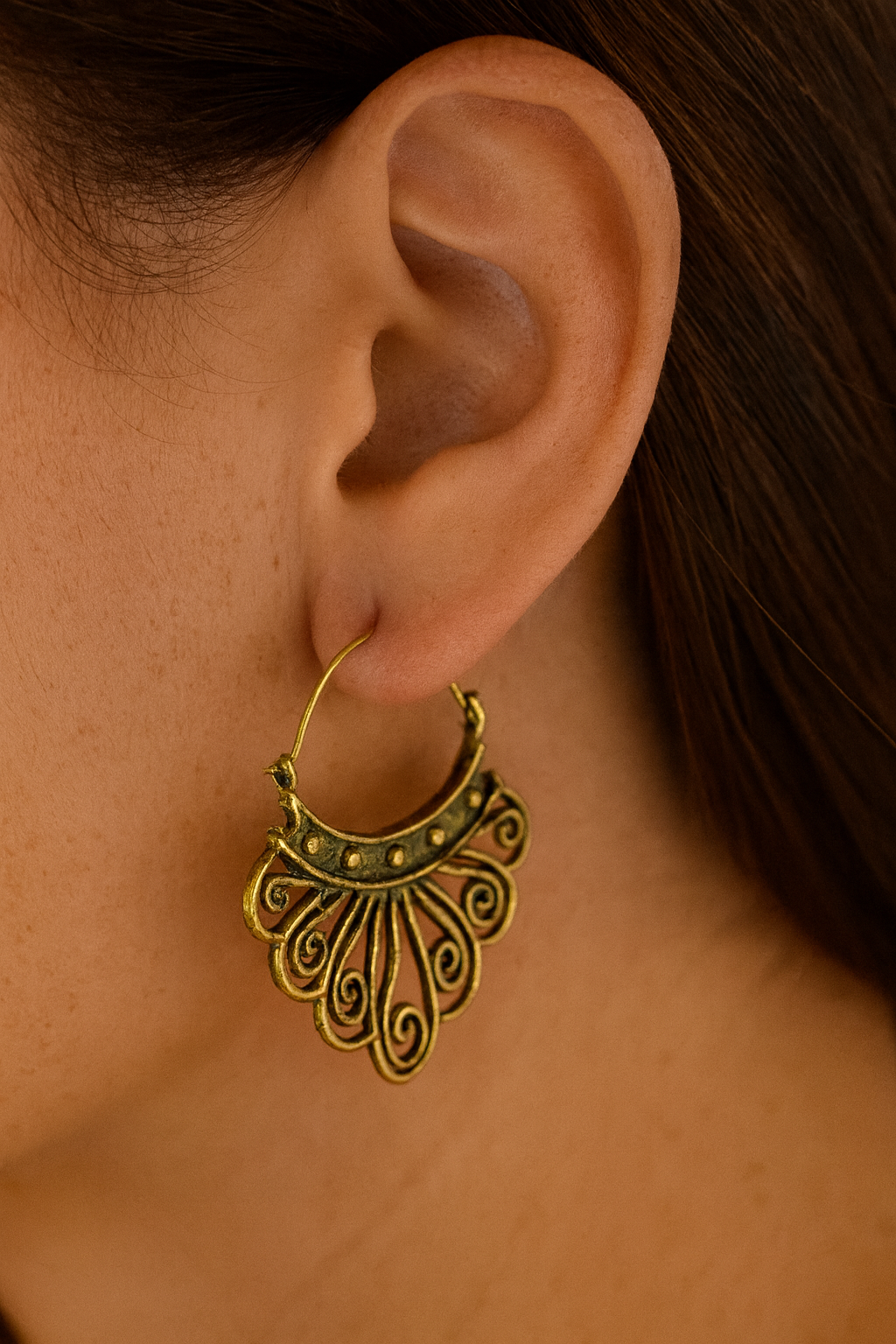 Brass Filigree Hoop Earrings - CODE: IE 037
