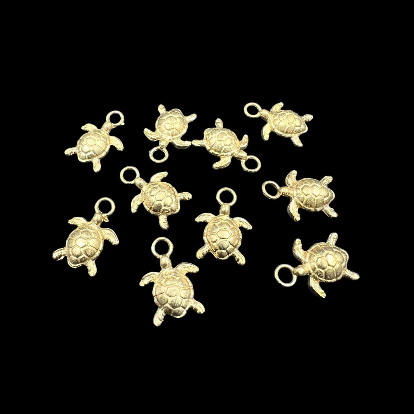 10 pcs brass charm turtles