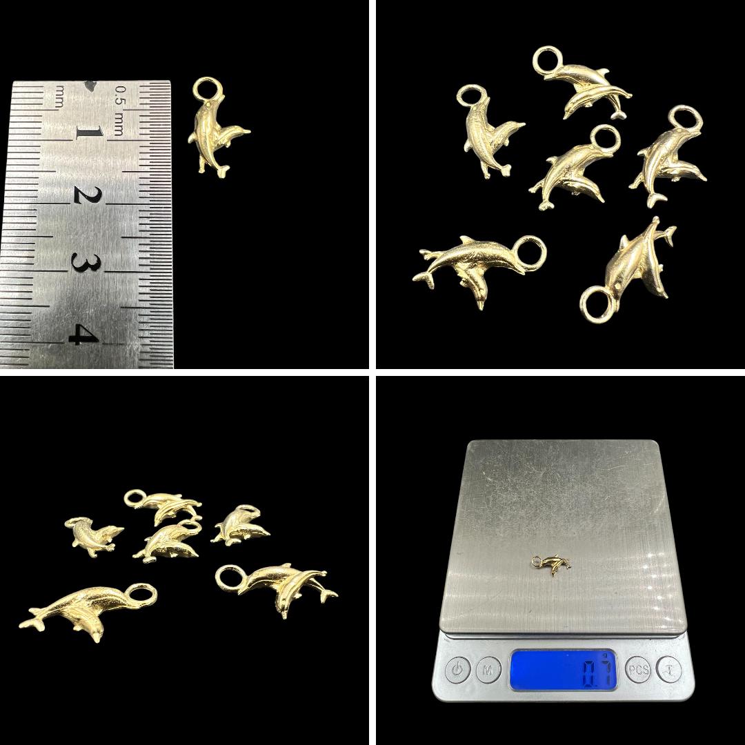 10 pcs brass charm double dolphins