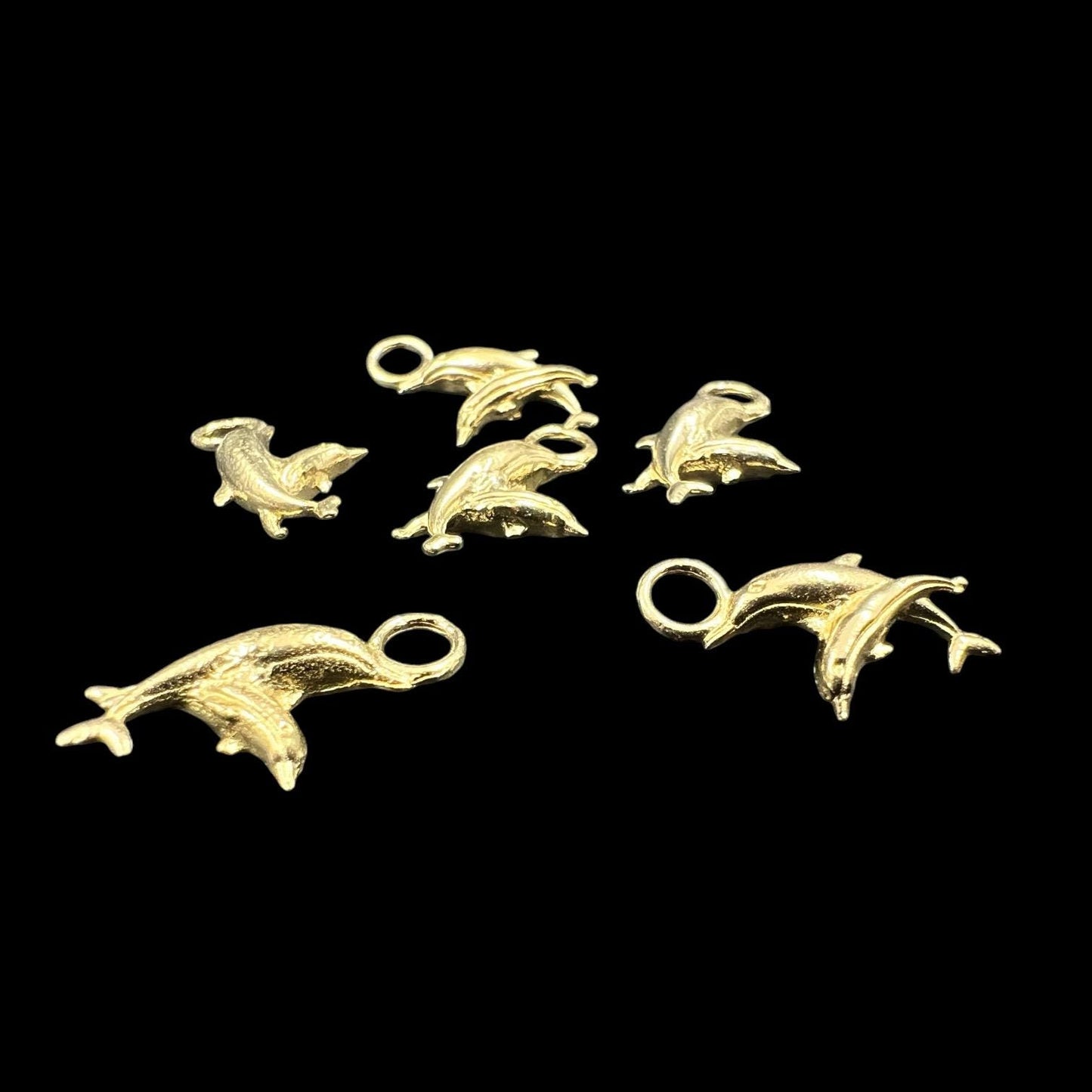 10 pcs brass charm double dolphins