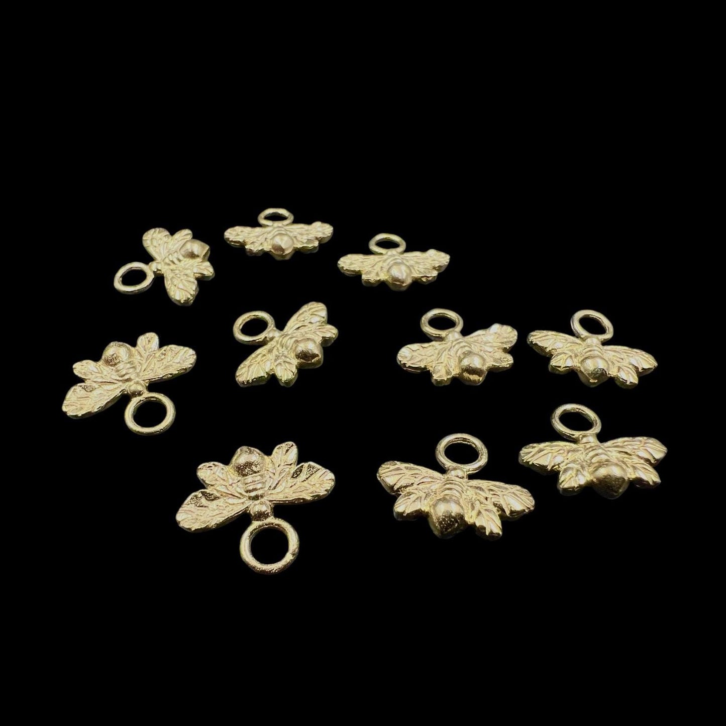 10 pcs brass charm small bees