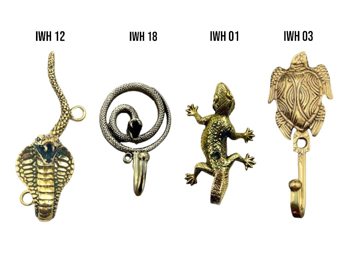 Snake and gecko  Brass Hook