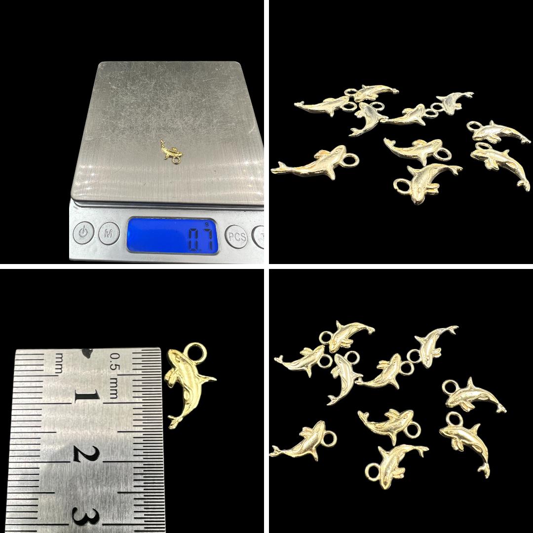 10 pcs brass charm single dolphins