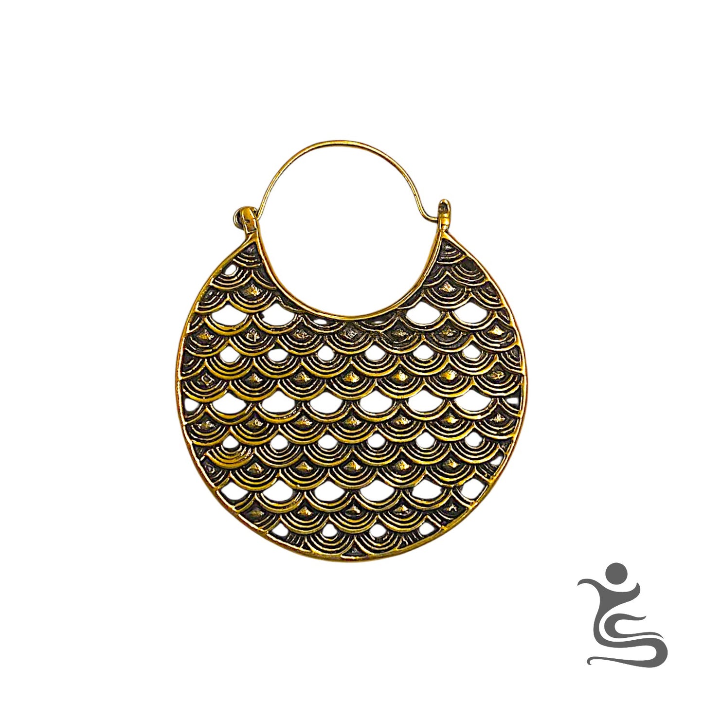 Gold Brass Scales Earrings - CODE : IE 004