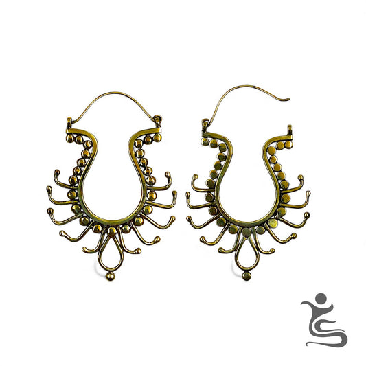 Luxe Brass Curve Filigree Earrings – Handcrafted Boho Statement Design