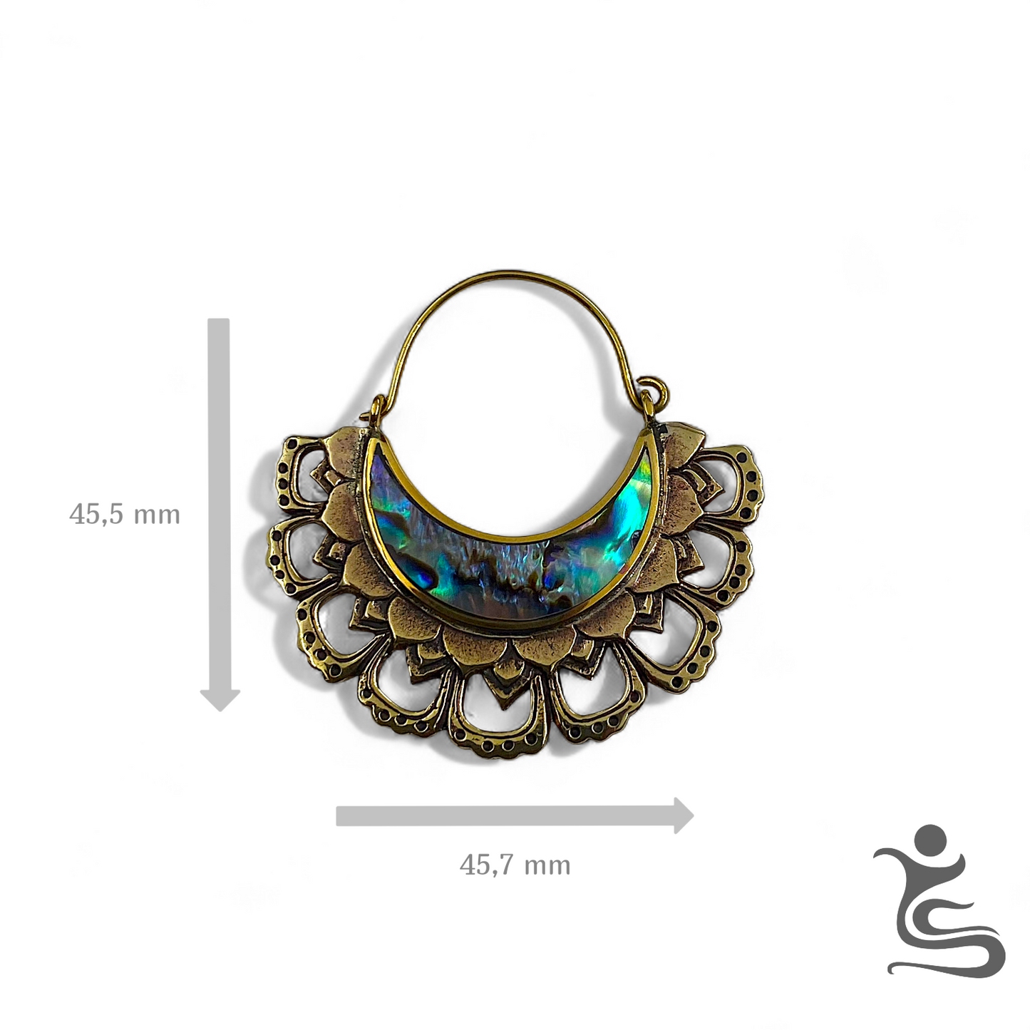Aurora Crescent Brass Earrings – Iridescent Shell Inlay