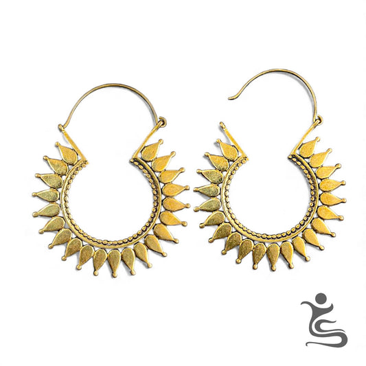 Golden Sunburst White Brass Earrings – Bold Statement Jewelry