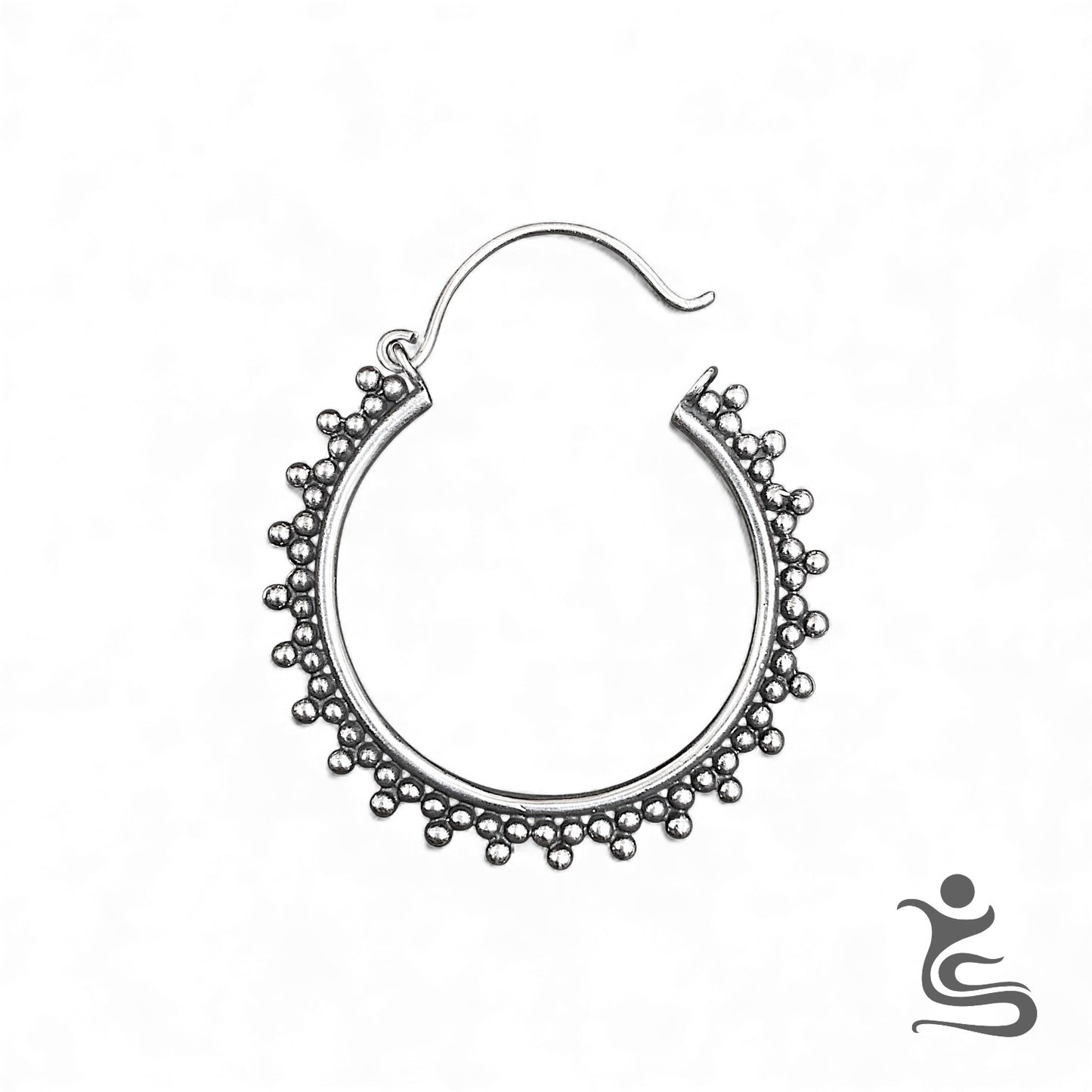White Brass Beaded Hoop Earrings – Artisan Vintage Hoops