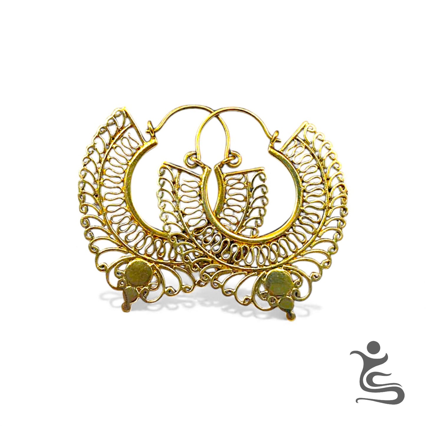 Brass Filigree Hoop Earrings – Medium & Large Sizes