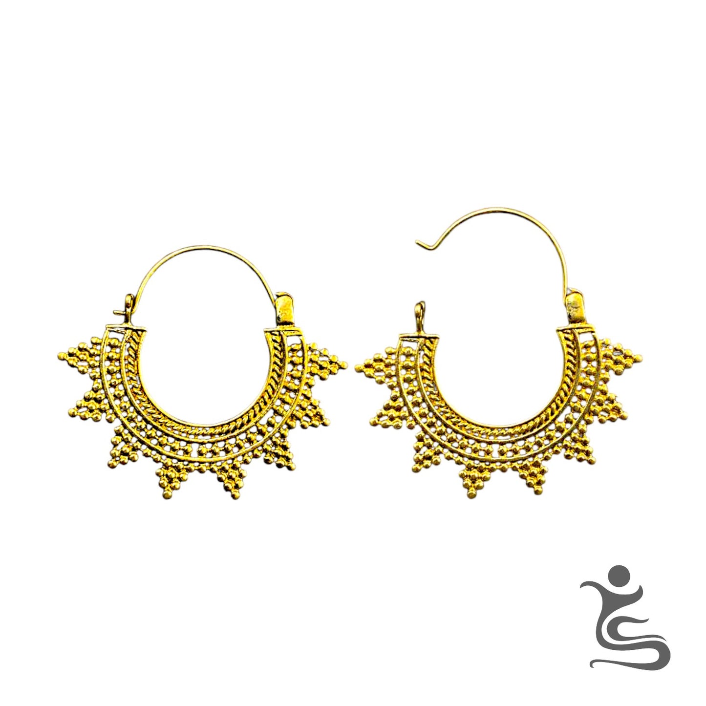 Beaded Sunburst Hoop Earrings - IE 164