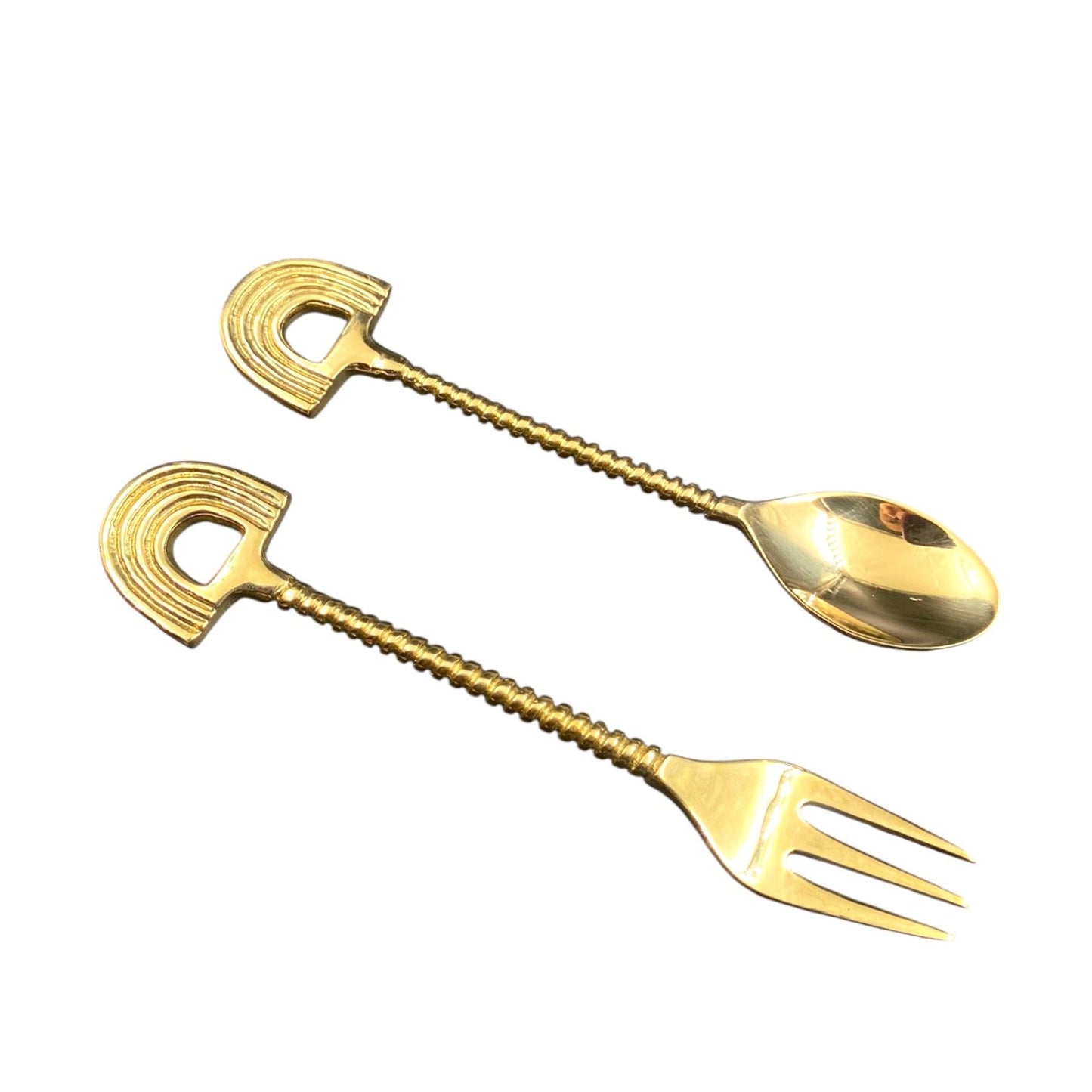 Decorative Brass Tea Spoon and Fork