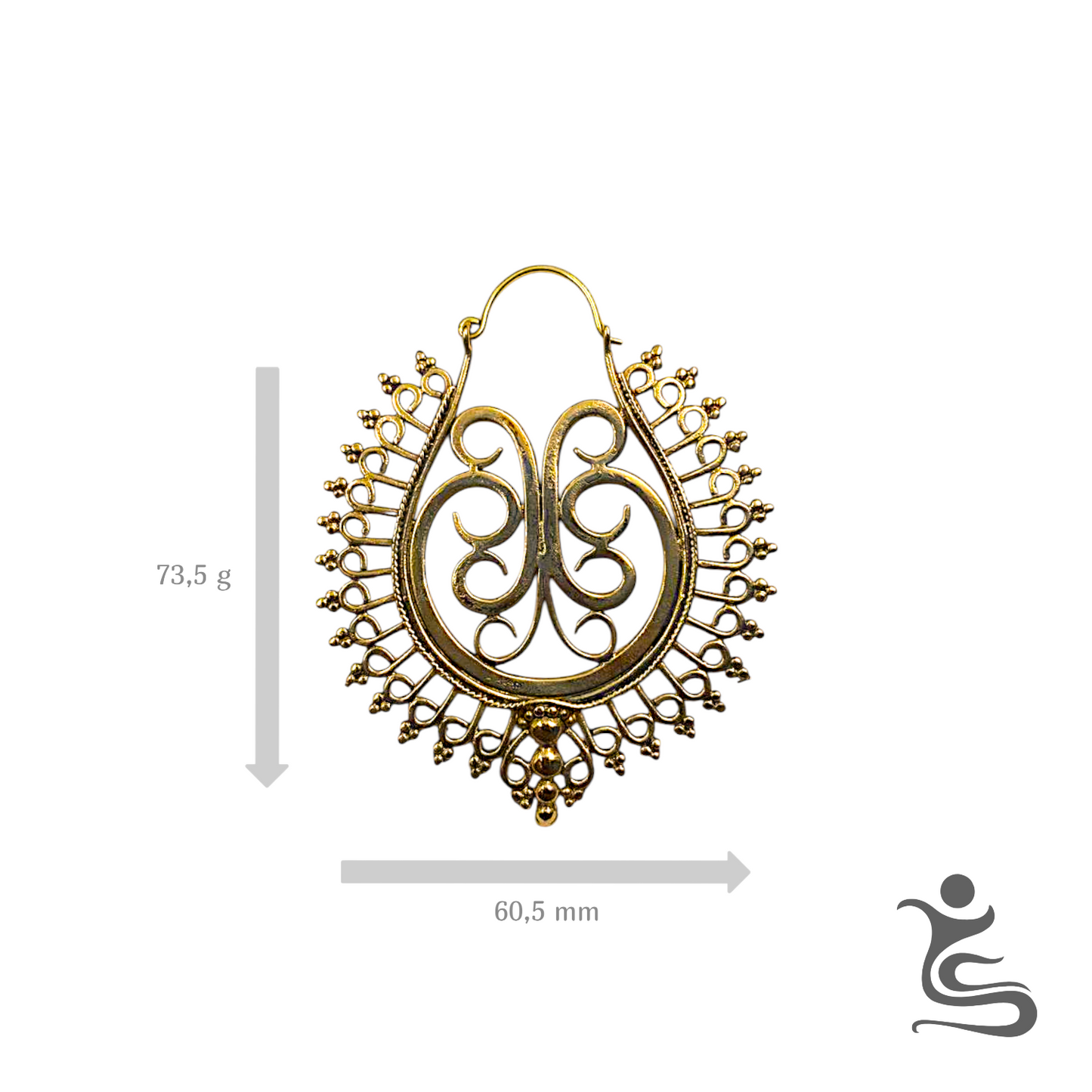 Boho Filigree Brass Earrings – Handcrafted Swirl Teardrop Statement Design