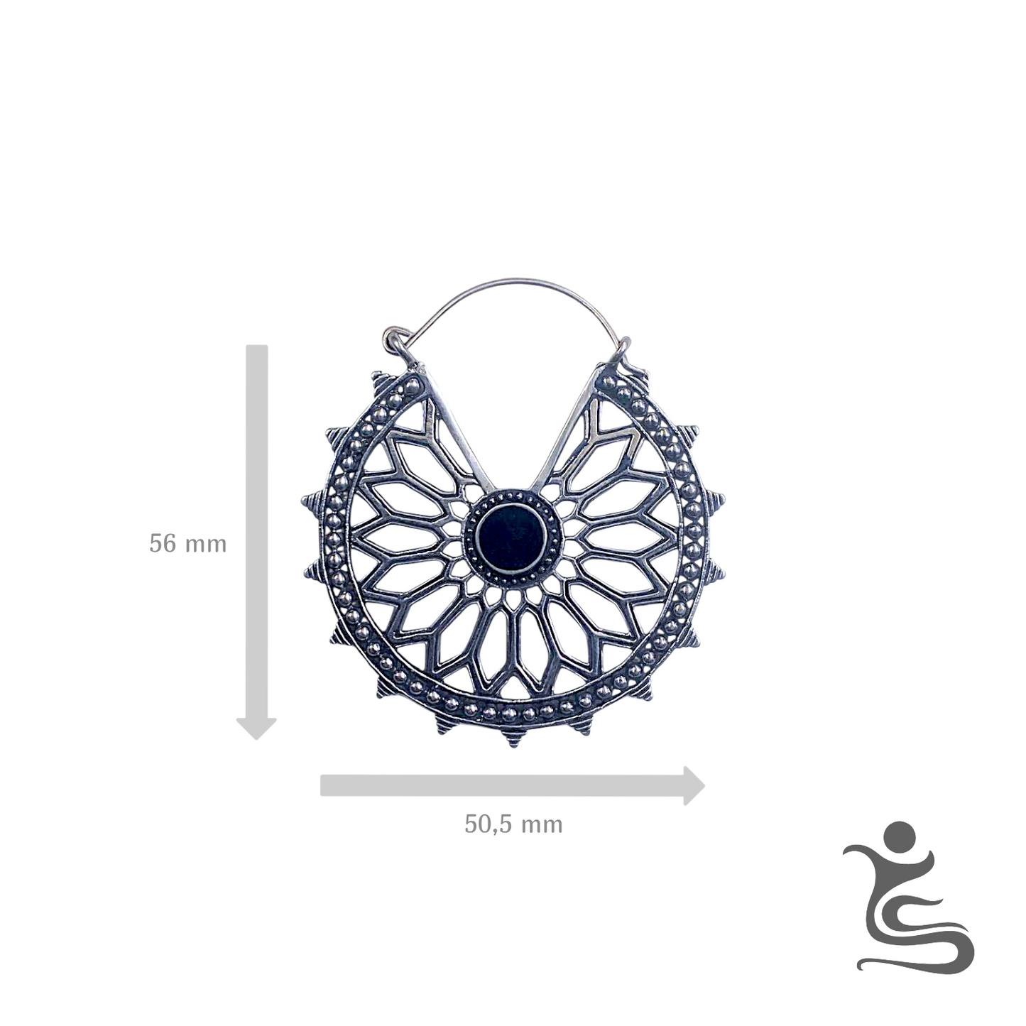 Mandala Brass Earrings – Black Stone Center