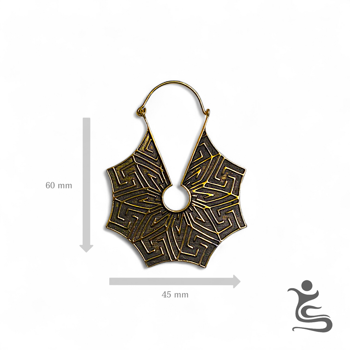Anting Brass Geometric Sunburst – Tribal Boho Statement Earrings