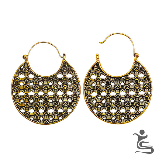 Gold Brass Scales Earrings - CODE : IE 004
