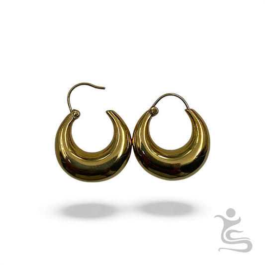 Polished Brass Chunky Teardrop Earrings – Minimalist Bold Hoop Design