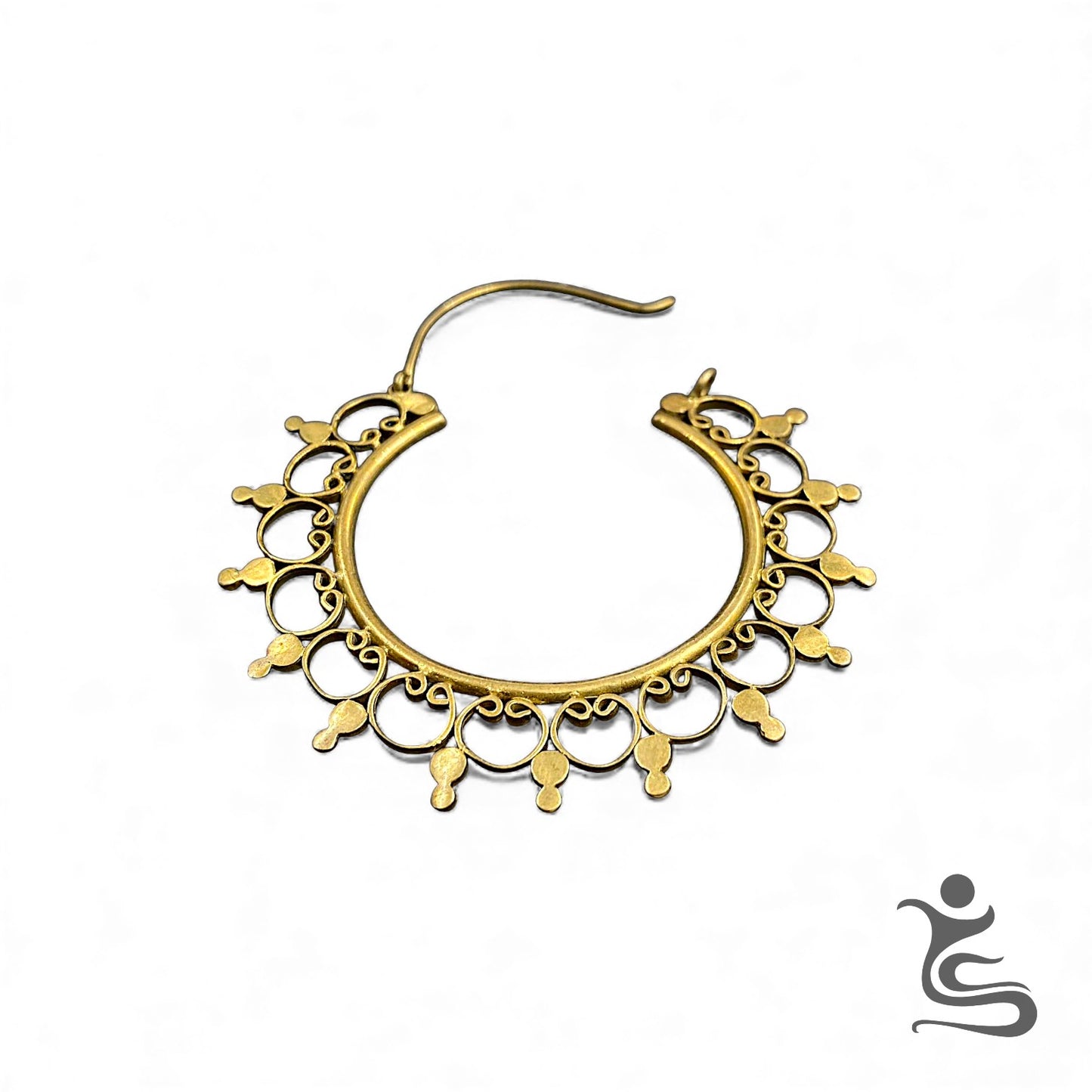Artisan Brass Hoop Earrings – Intricate Filigree Boho Design, Lightweight & Stylish