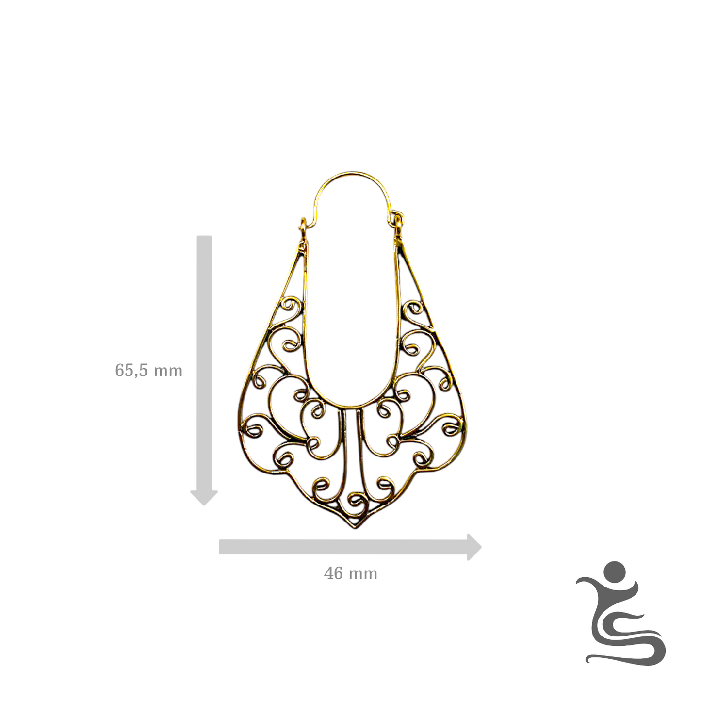 Bohemian Filigree Teardrop Brass Earrings – Handmade Swirl Dangle Design