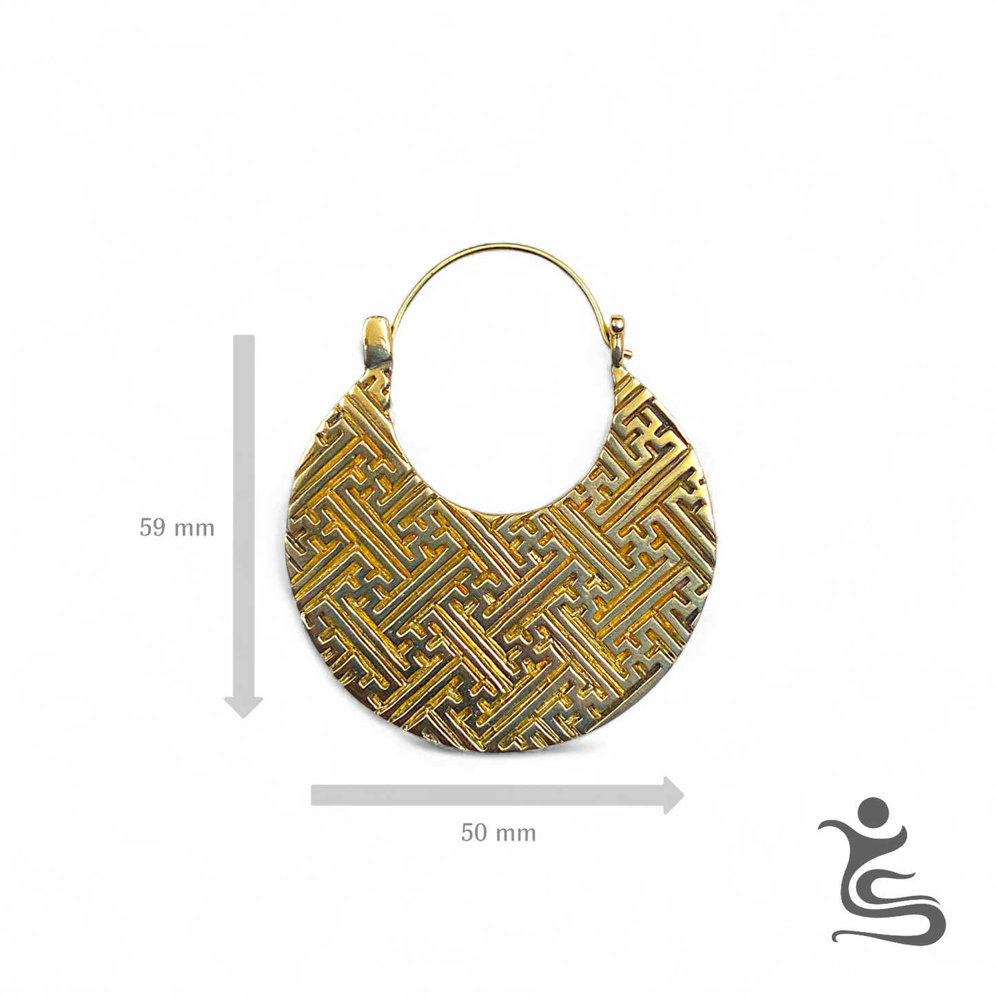 Geometric Brass Statement Earrings – Handcrafted Ethnic Pattern Hoop Design