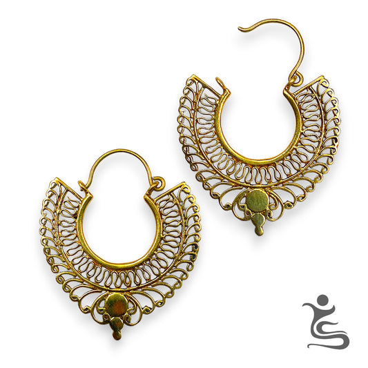 Brass Filigree Hoop Earrings – Medium & Large Sizes