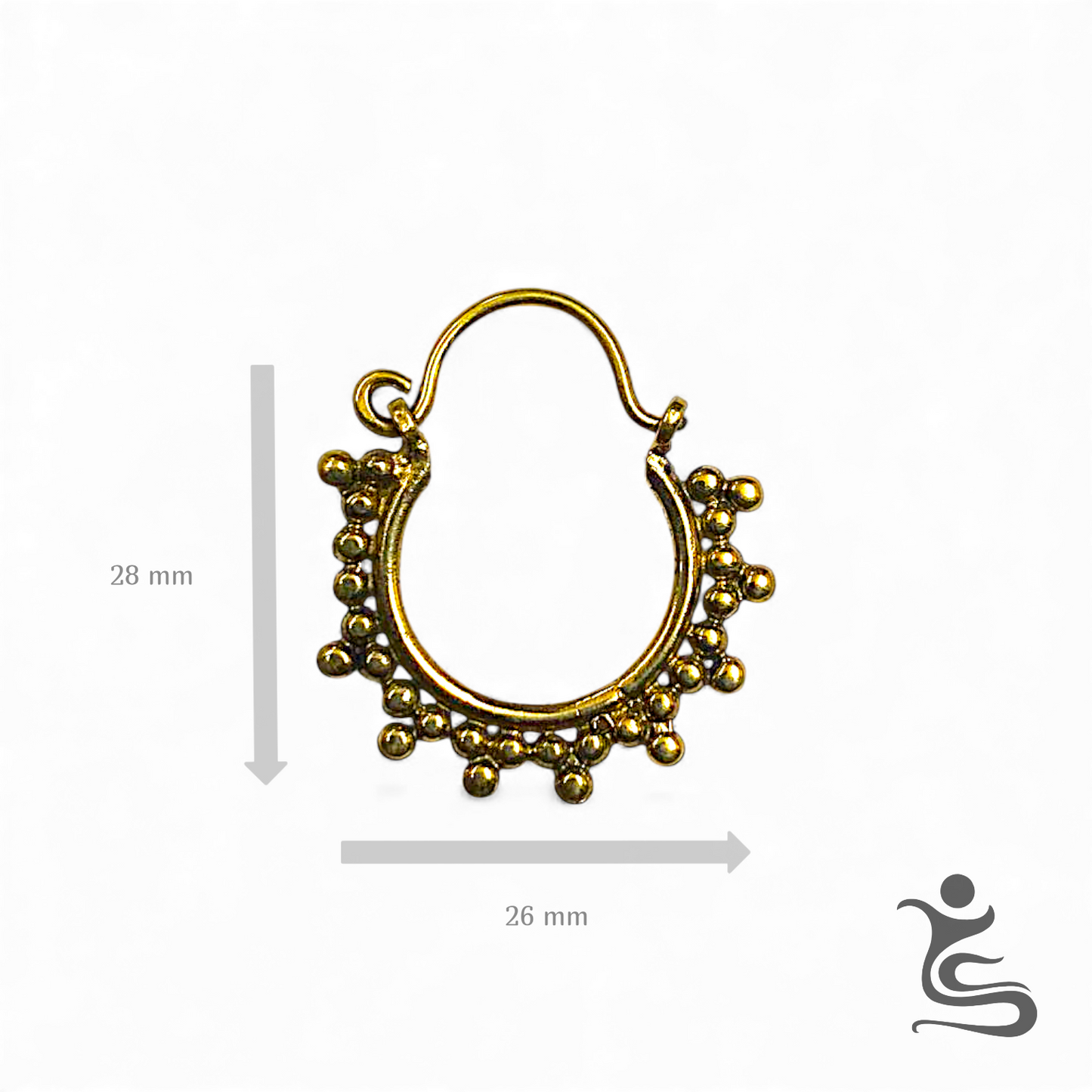 Classic Ethnic Brass Hoop Earrings – Detailed Beaded Ornamental Design