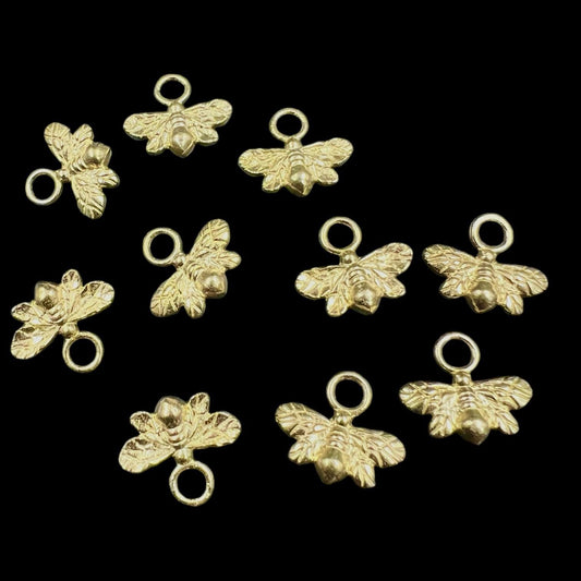 10 pcs brass charm small bees