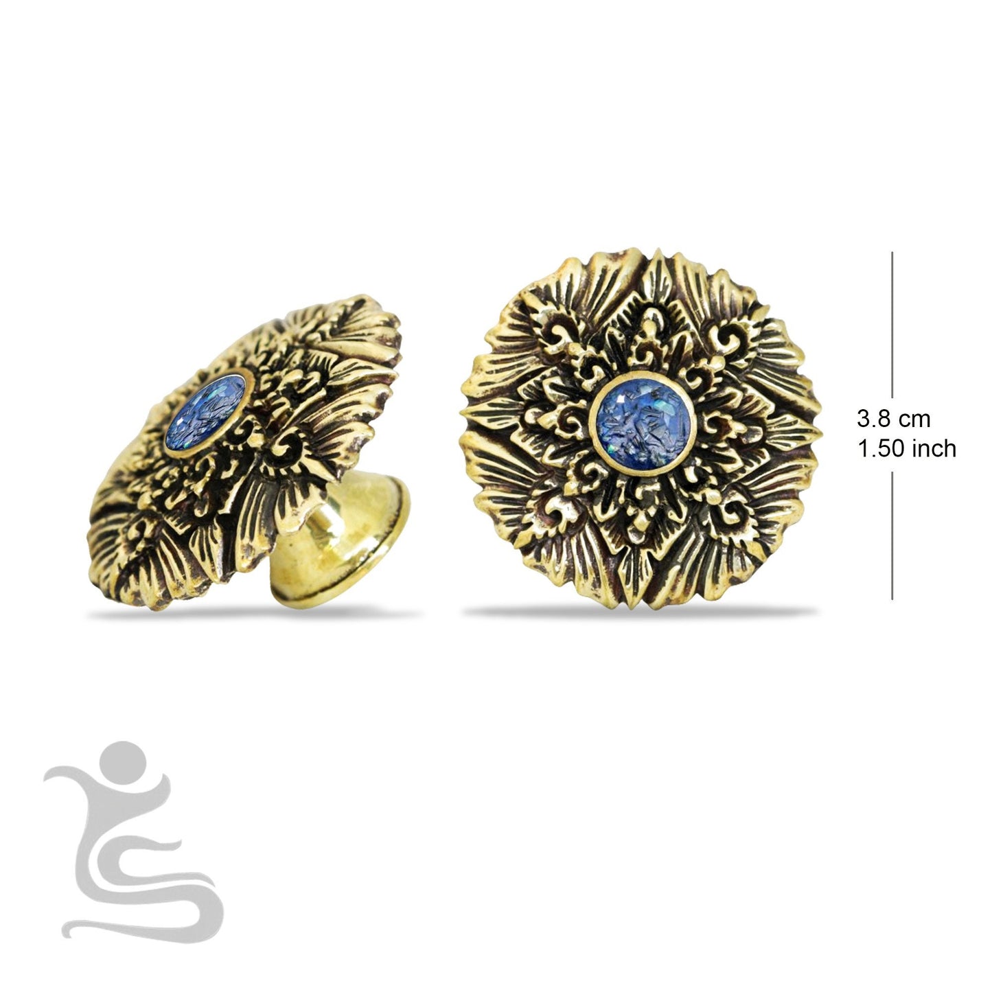 Brass knob with crushed abalony inlays ,casted flower brass drawerpull