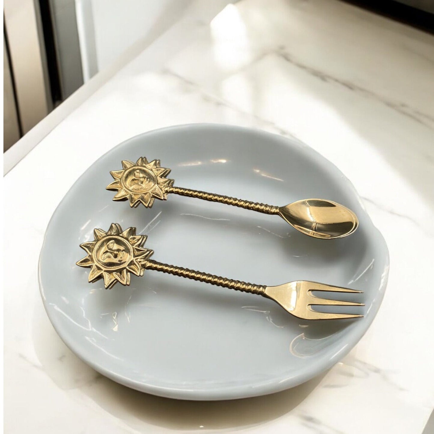 Decorative Brass Tea Spoon and Fork