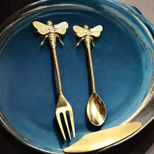 Decorative Brass Tea Spoon and Fork