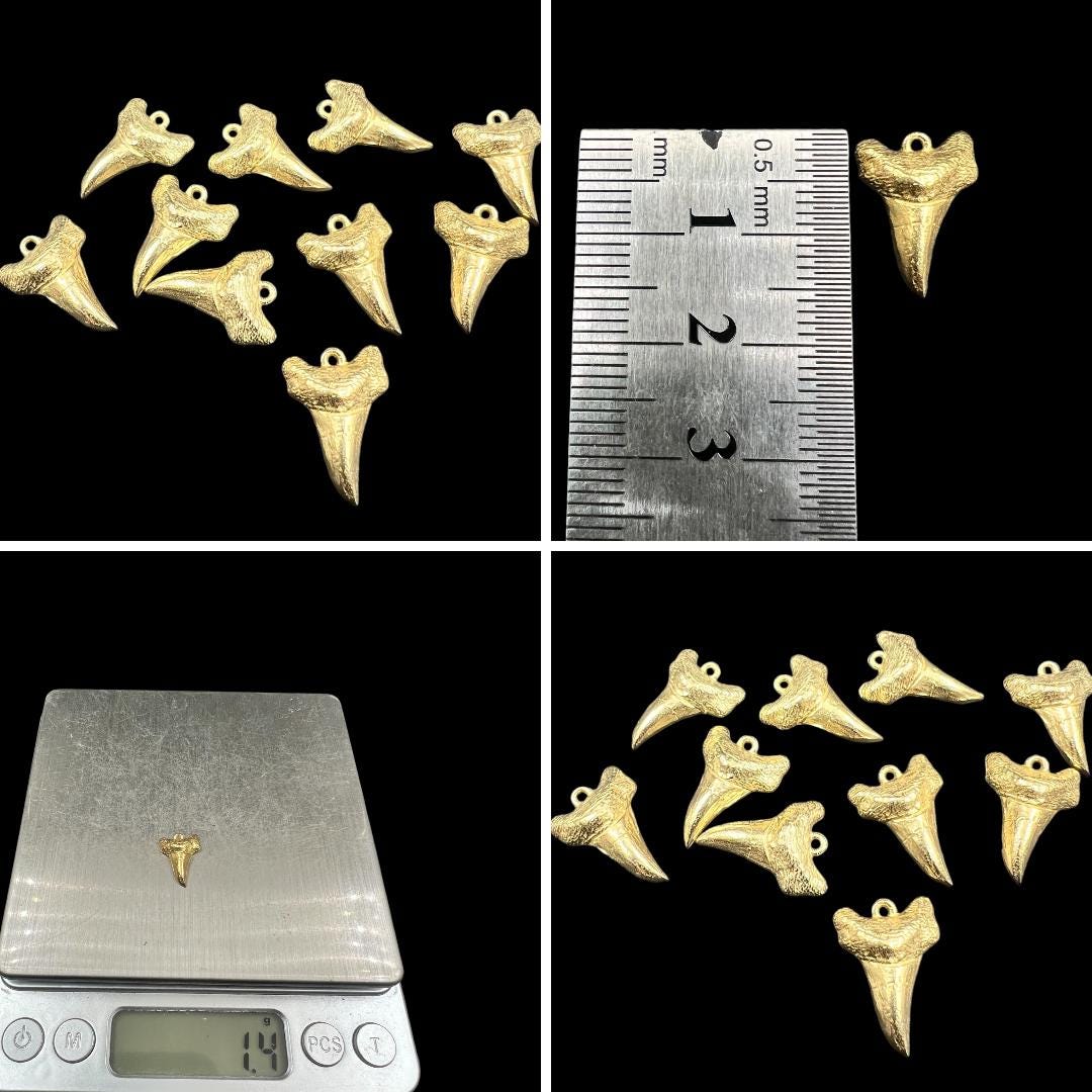 10 pcs brass charm shark teeth