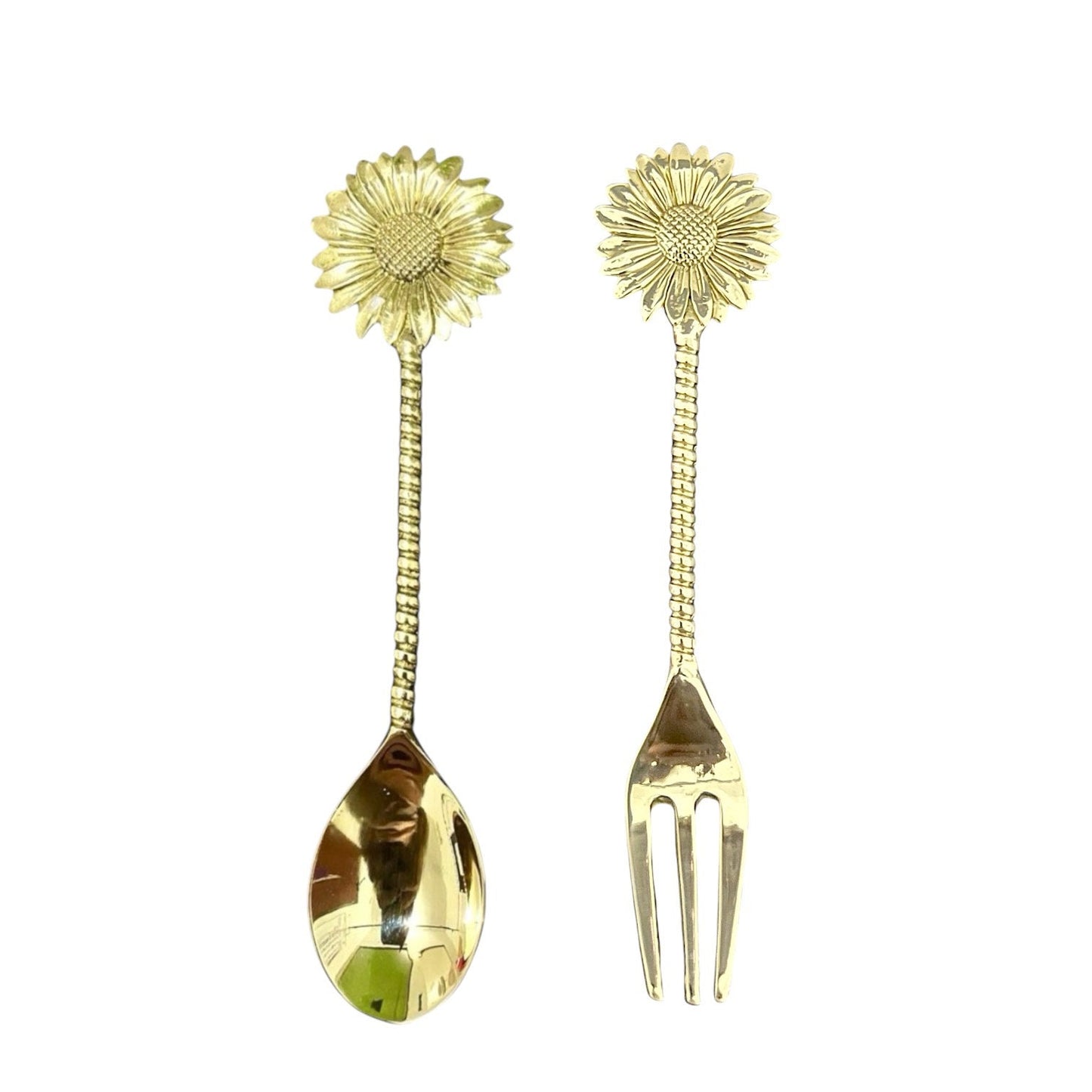 Set of Decorative Brass Tea Spoon and Fork