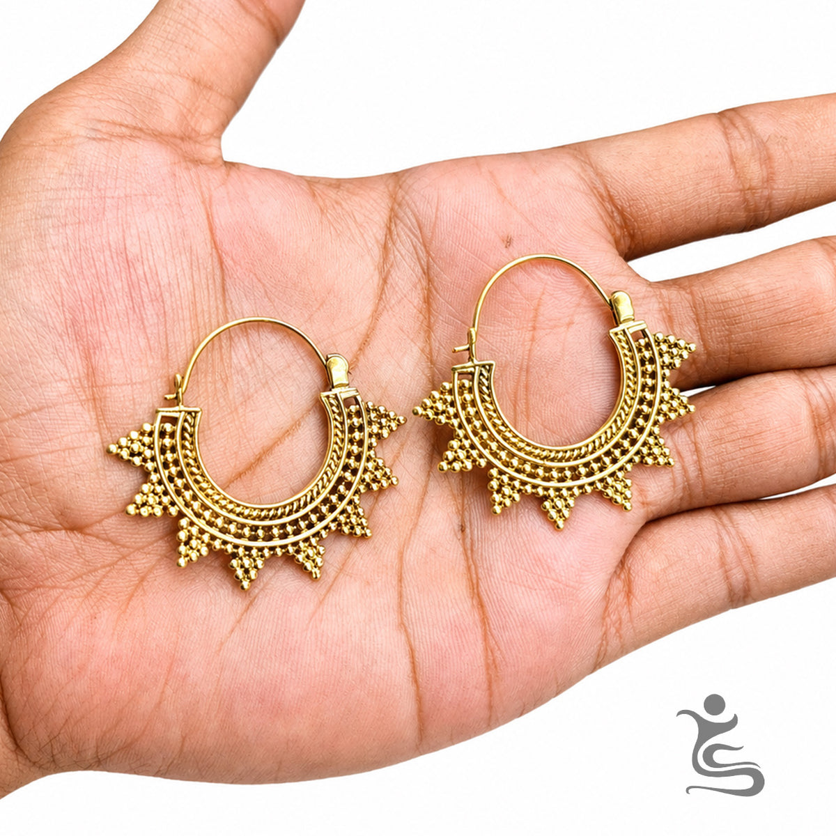 Beaded Sunburst Hoop Earrings - IE 164