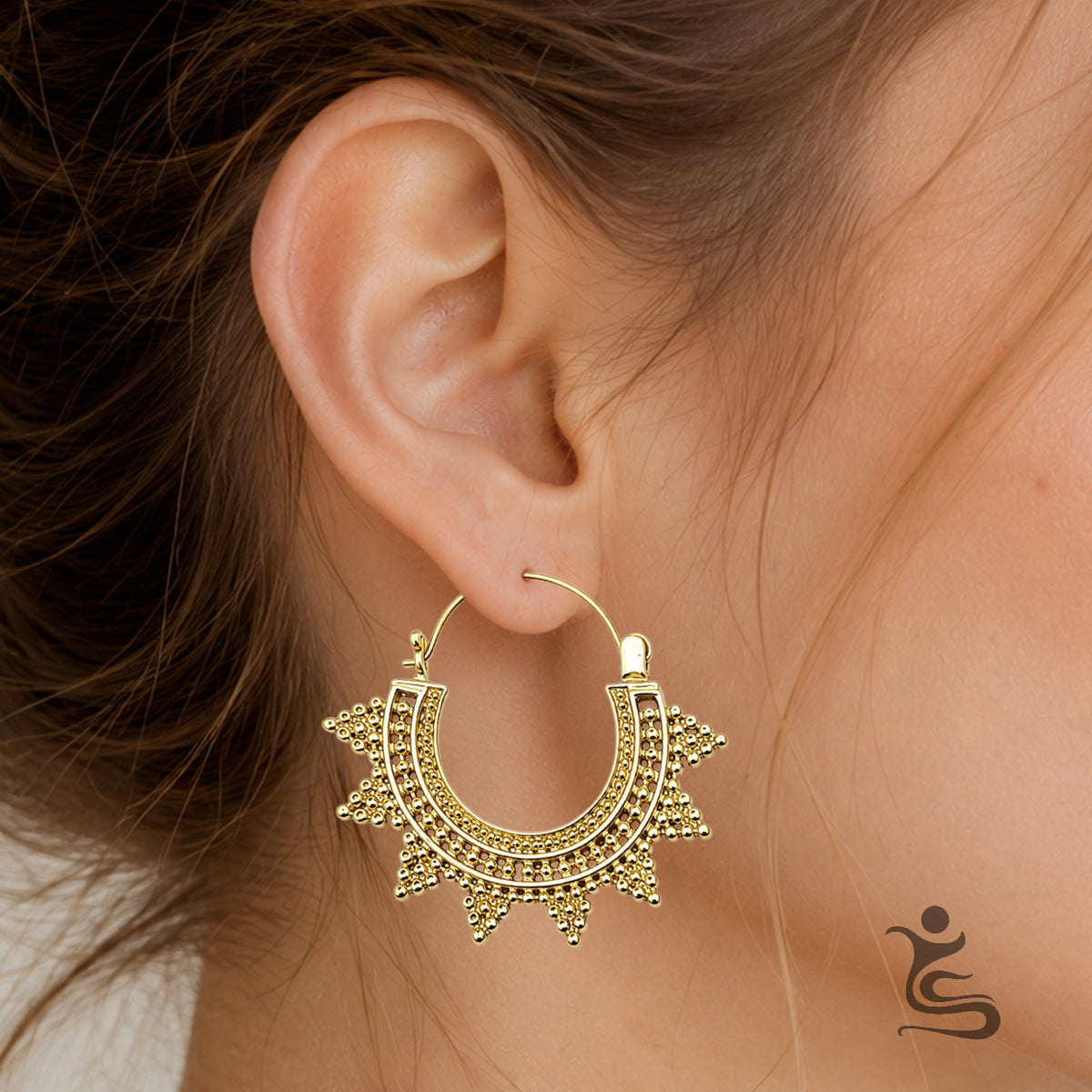 Beaded Sunburst Hoop Earrings - IE 164