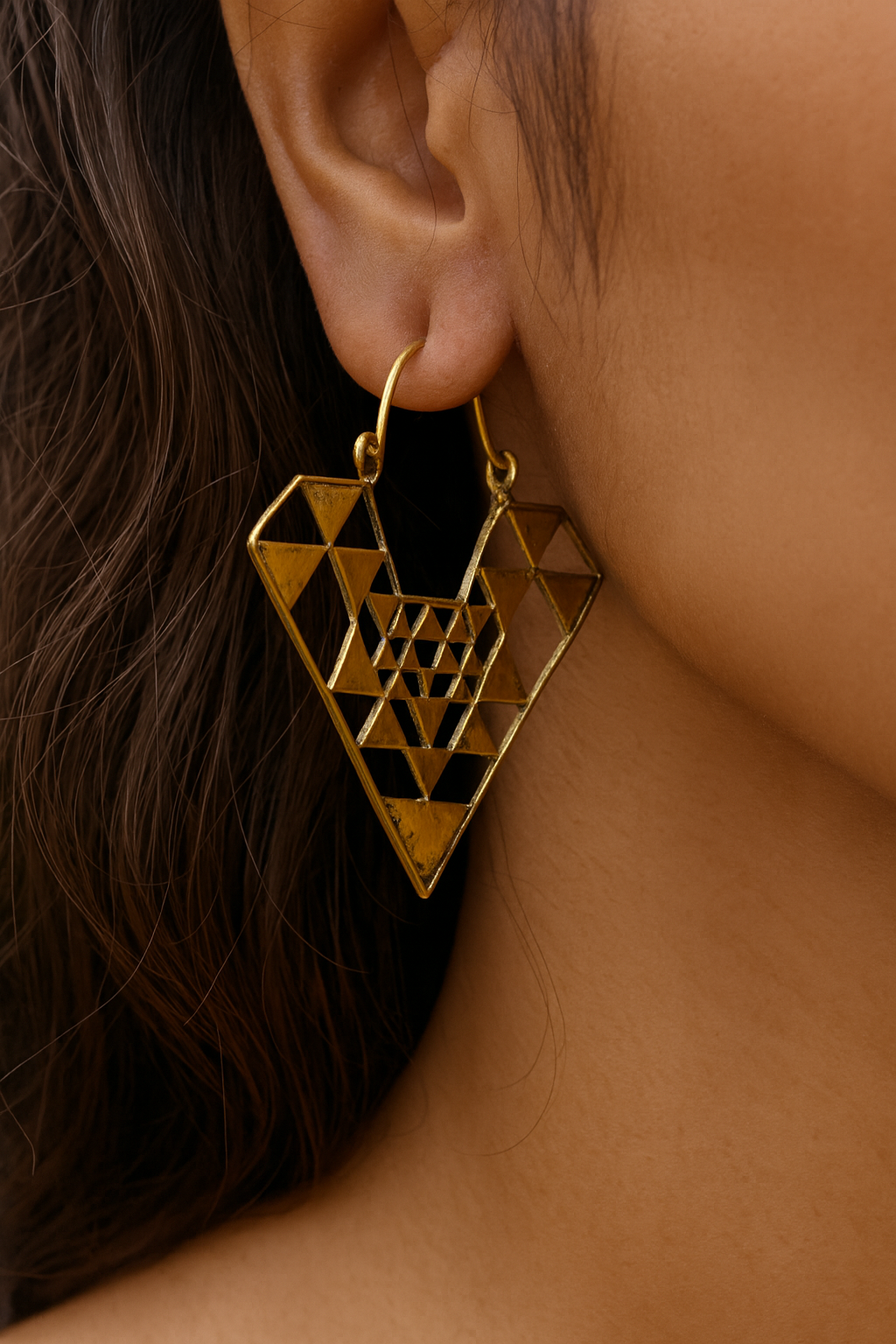 Brass Triangle Earrings - CODE: IE 014