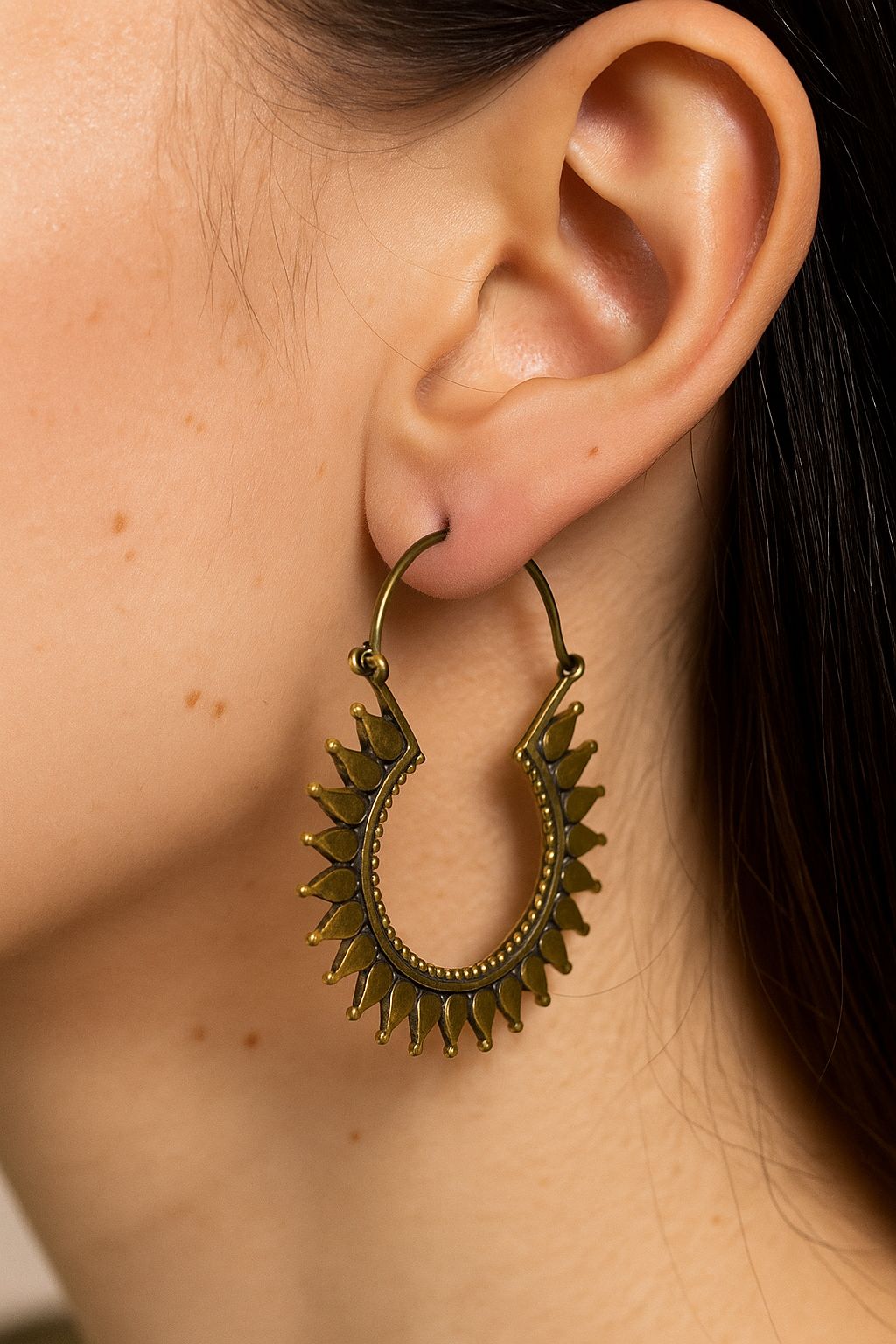 Golden Sunburst White Brass Earrings – Bold Statement Jewelry