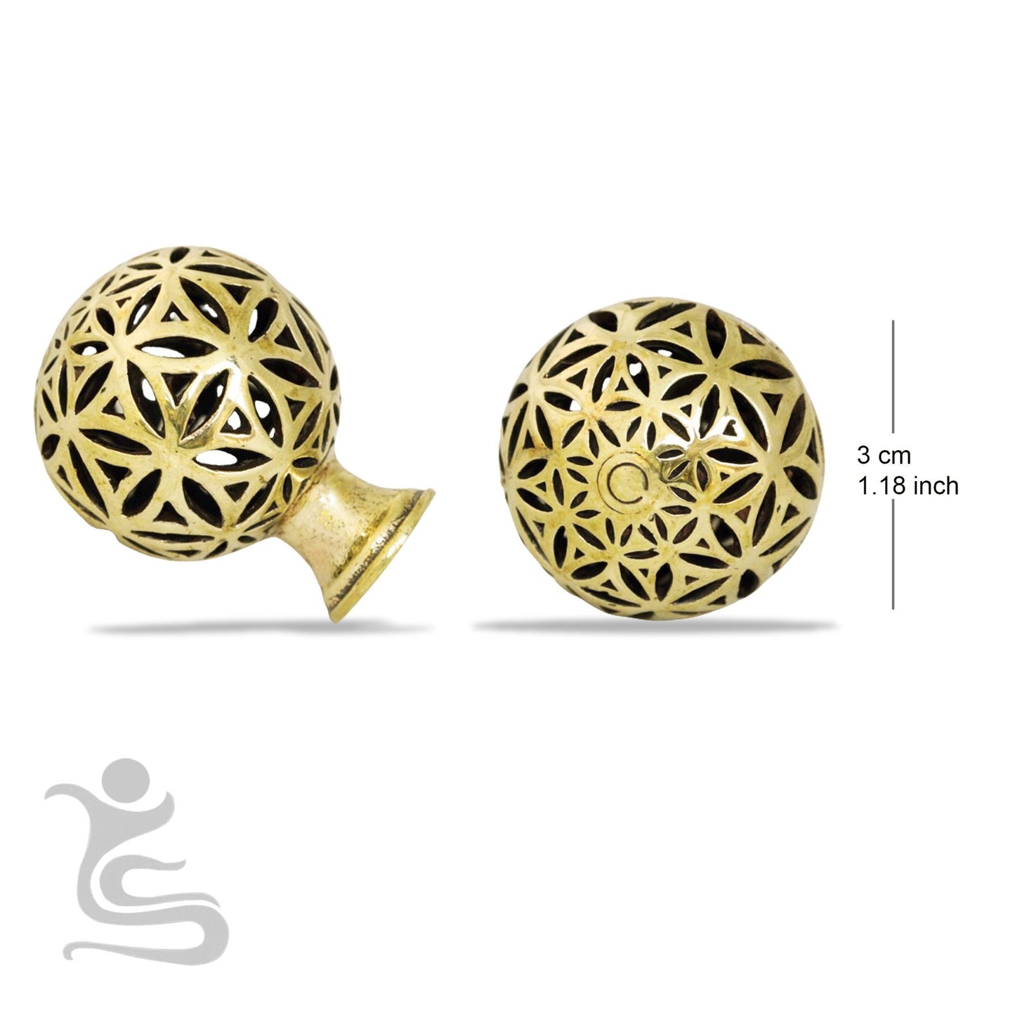 Barong, Ohm,and geometric intricated casted brass Knob