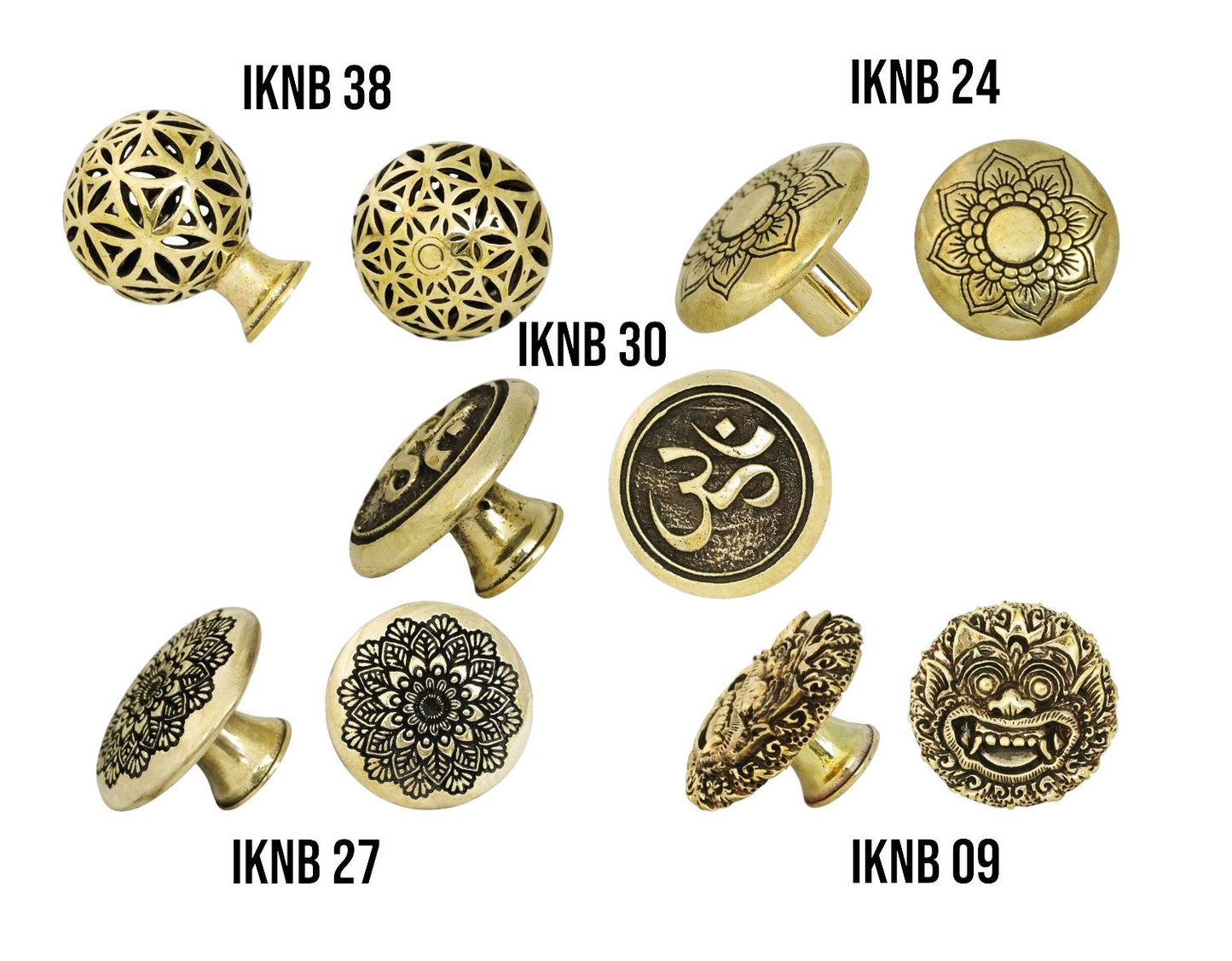 Barong, Ohm,and geometric intricated casted brass Knob