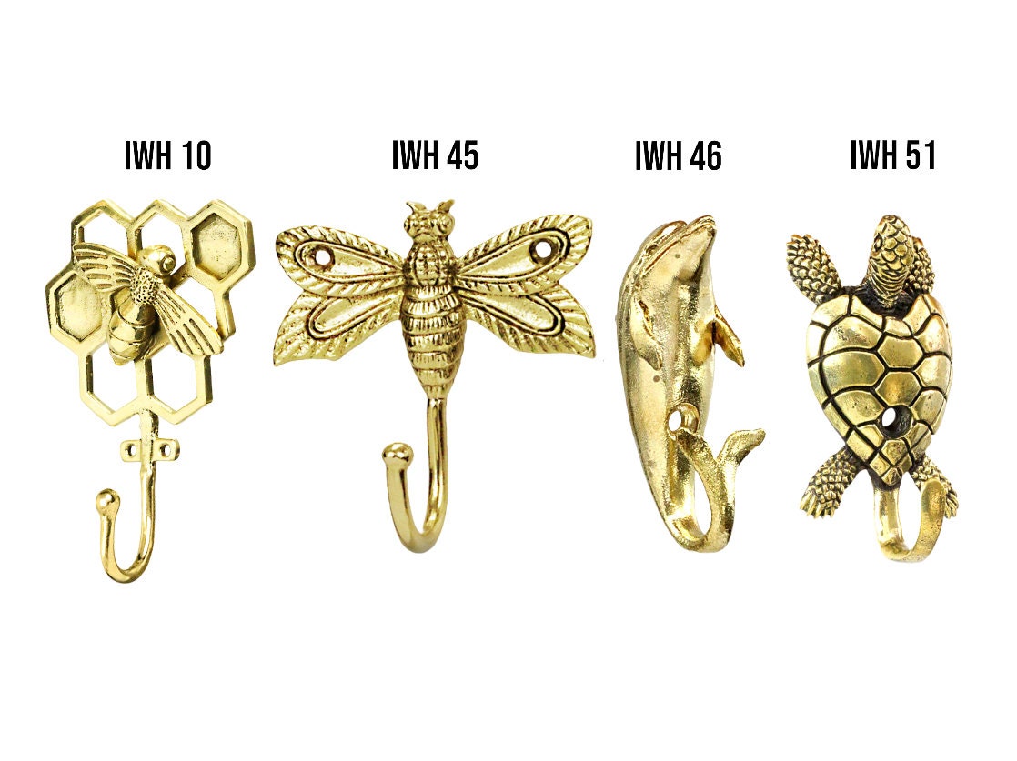 Bee, turtle, dragonfly,dolphin  Brass Hook