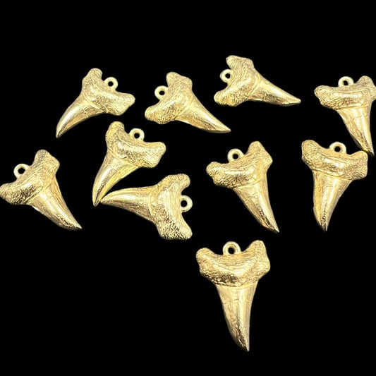10 pcs brass charm shark teeth