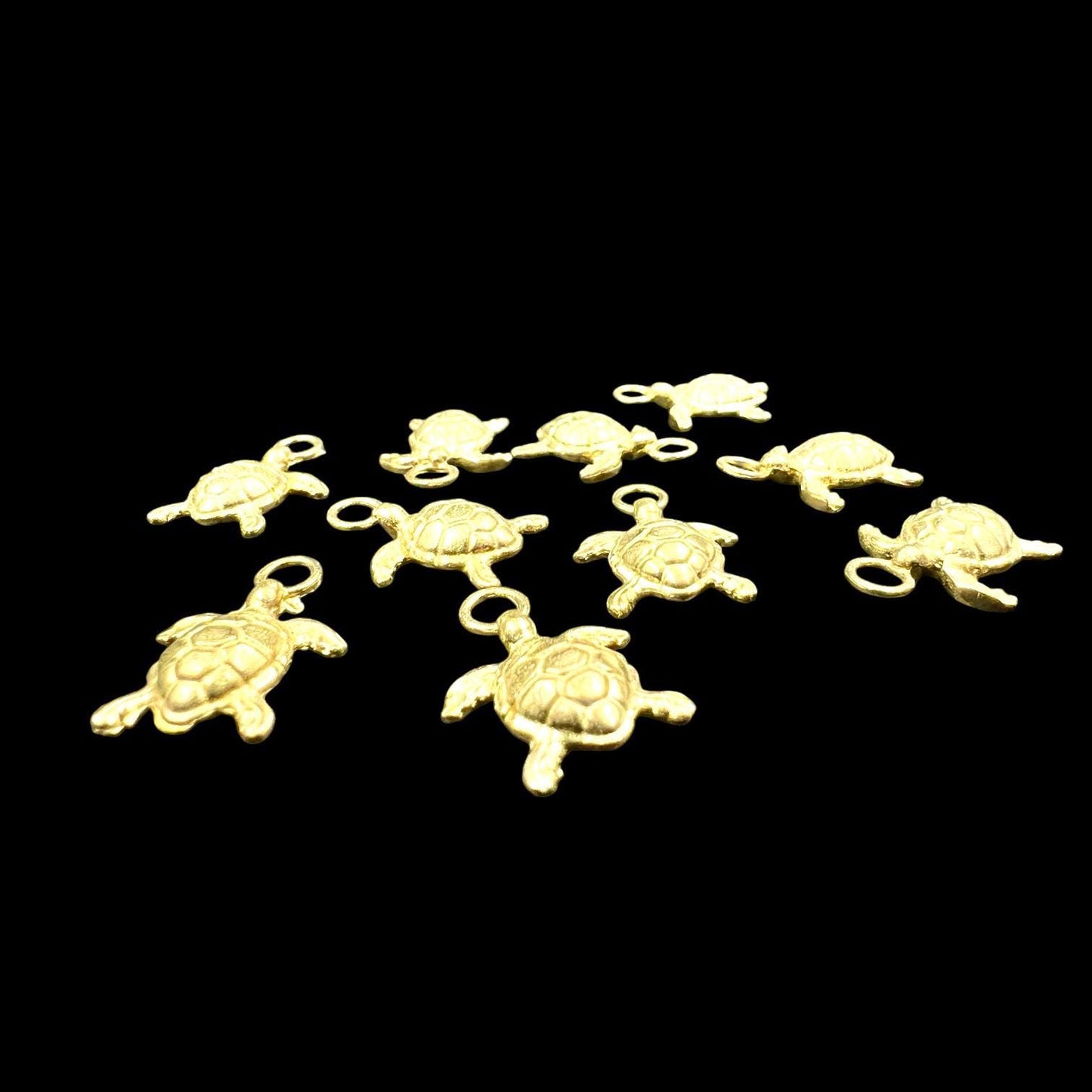 10 pcs brass charm turtles