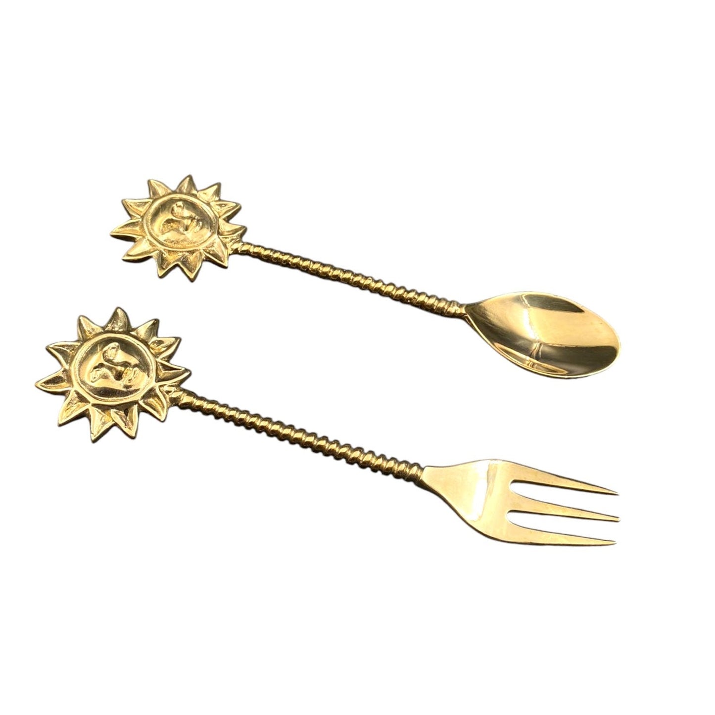 Decorative Brass Tea Spoon and Fork