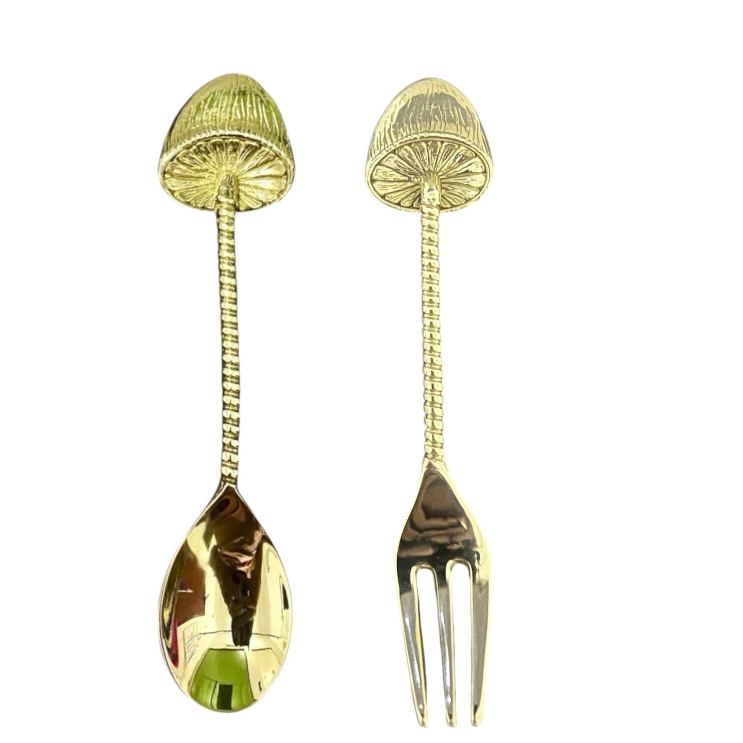 Set of Decorative Brass Tea Spoon and Fork
