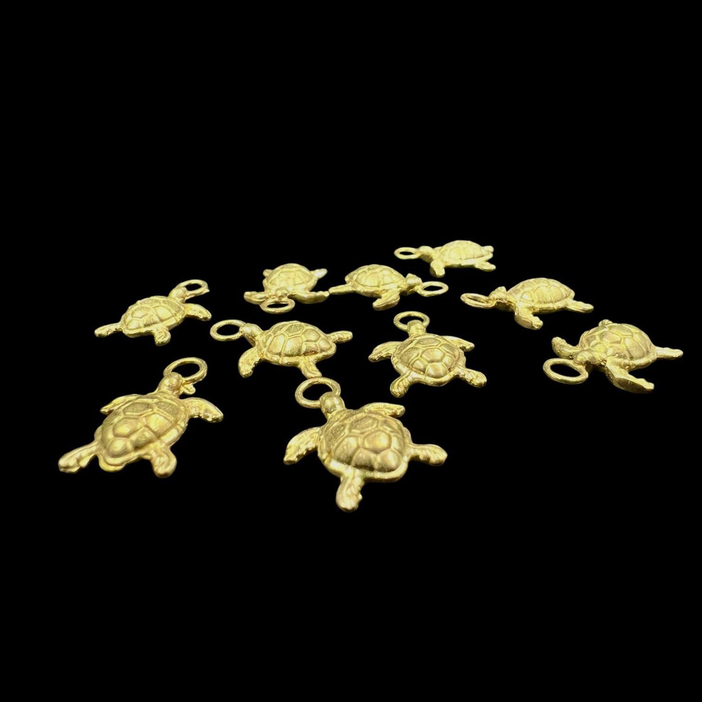 10 pcs brass charm turtles